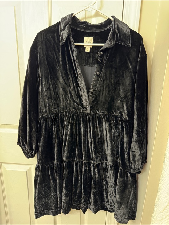 Maeve Dresses & Skirts - Maeve Black Velvet Tiered Dress